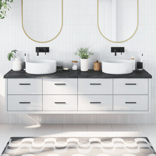 Berkfield Bathroom Countertop Dark Grey 200x60x4 cm Treated Solid Wood