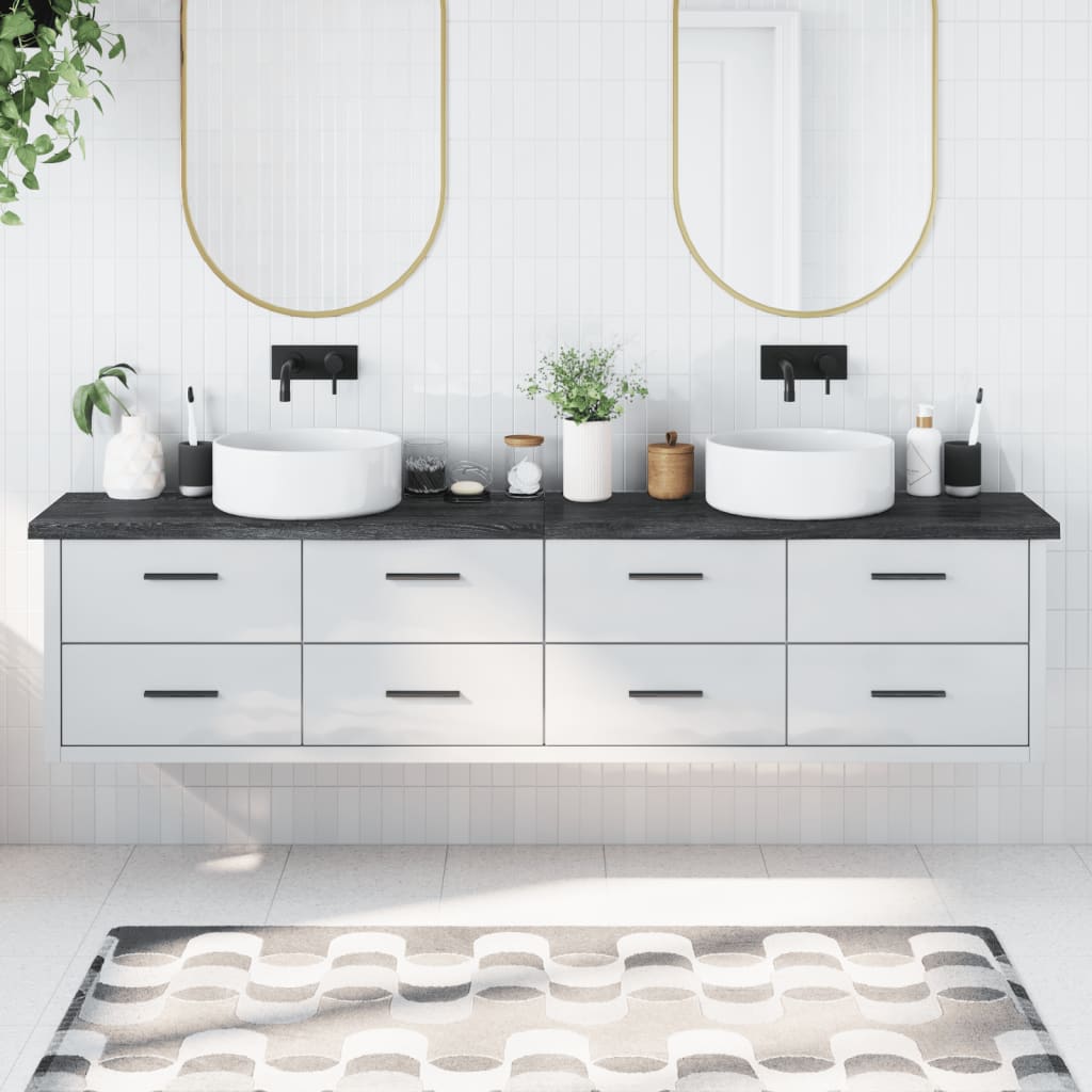 Berkfield Bathroom Countertop Dark Grey 220x30x4 cm Treated Solid Wood