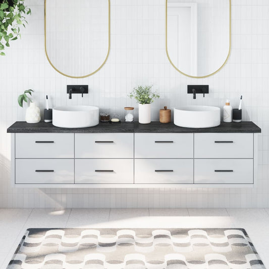 Berkfield Bathroom Countertop Dark Grey 220x40x4 cm Treated Solid Wood