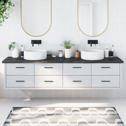Berkfield Bathroom Countertop Dark Grey 220x50x4 cm Treated Solid Wood
