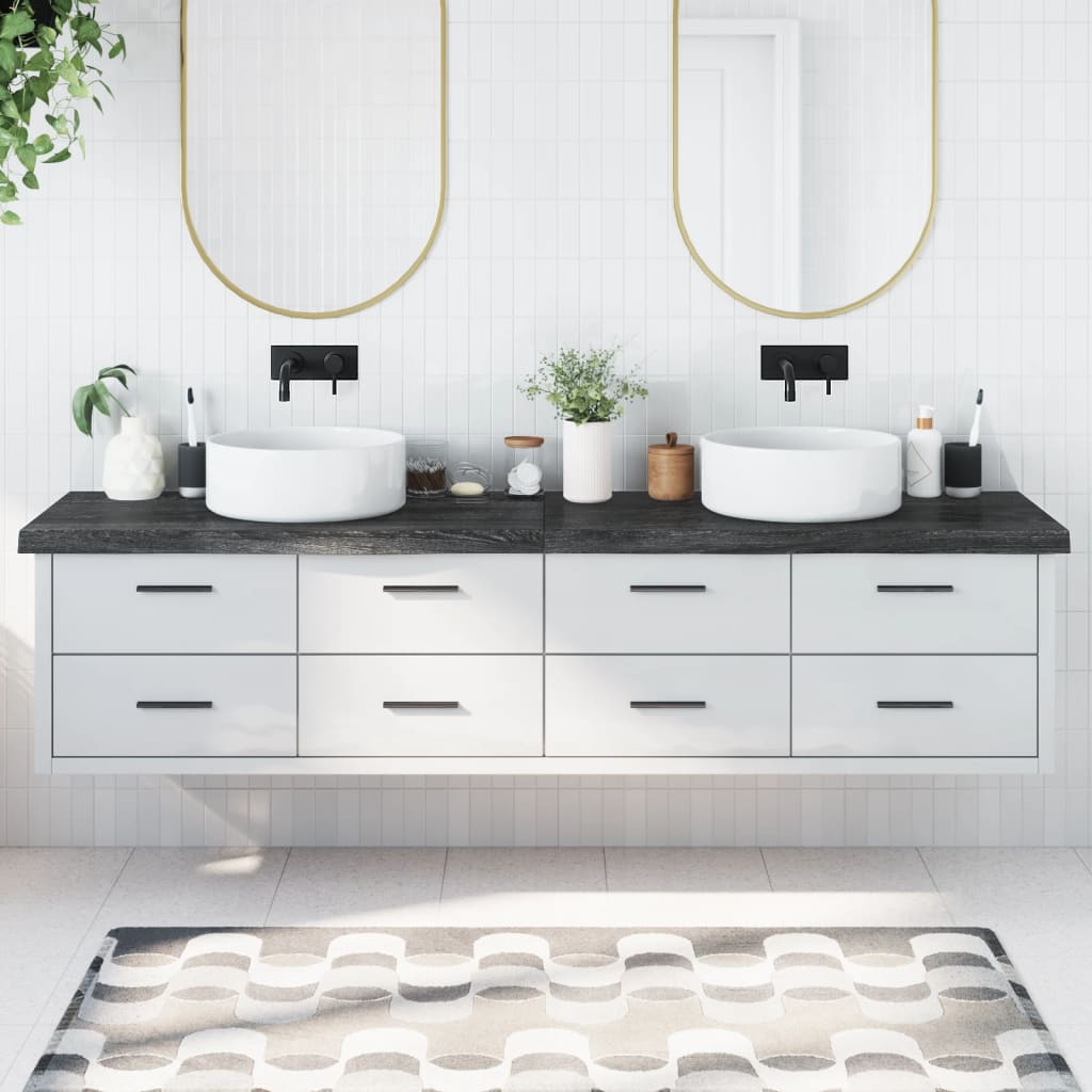 Berkfield Bathroom Countertop Dark Grey 220x50x6 cm Treated Solid Wood