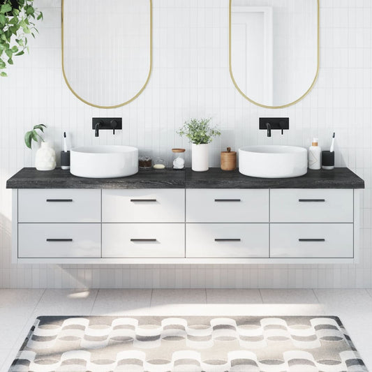 Berkfield Bathroom Countertop Dark Grey 220x50x6 cm Treated Solid Wood