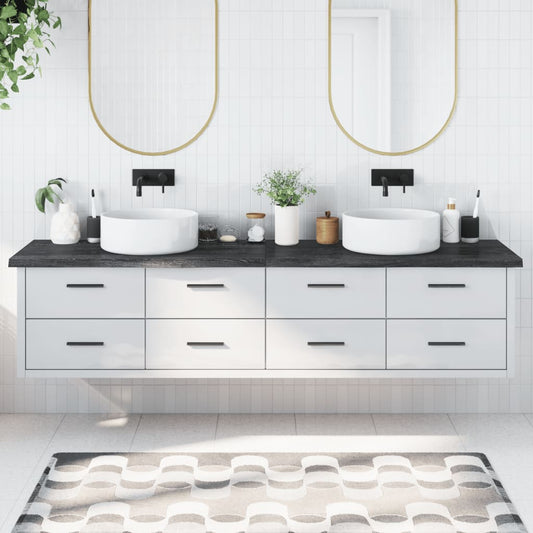 Berkfield Bathroom Countertop Dark Grey 220x60x4 cm Treated Solid Wood