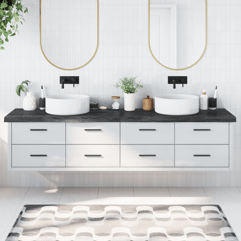 Berkfield Bathroom Countertop Dark Grey 220x60x6 cm Treated Solid Wood
