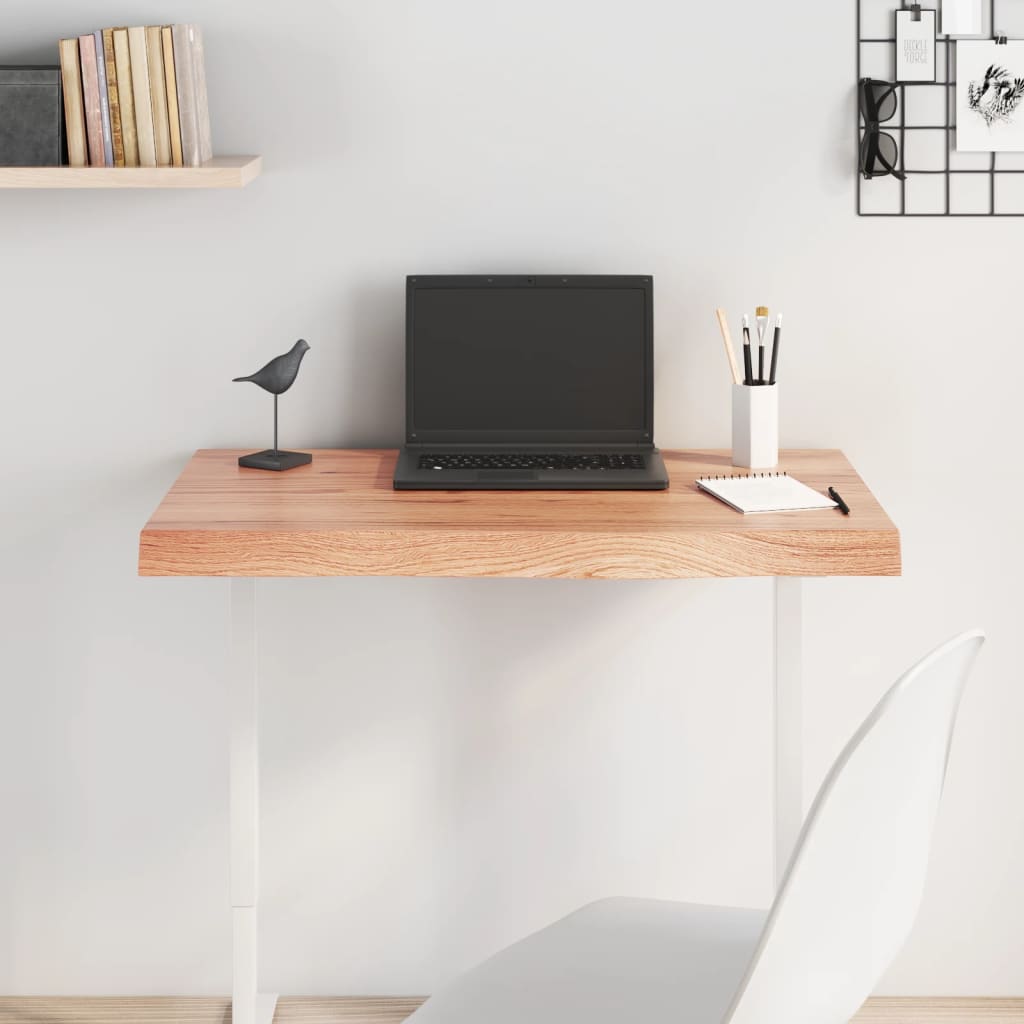 Berkfield Table Top Light Brown 80x50x6 cm Treated Solid Wood Oak