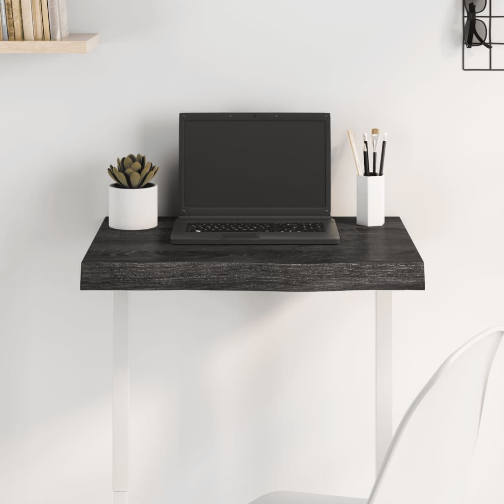 Berkfield Table Top Dark Grey 60x40x6 cm Treated Solid Wood Oak