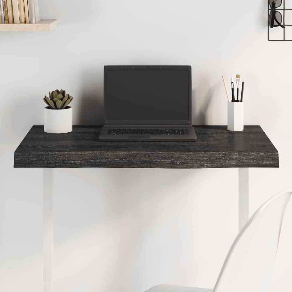 Berkfield Table Top Dark Grey 80x40x6 cm Treated Solid Wood Oak
