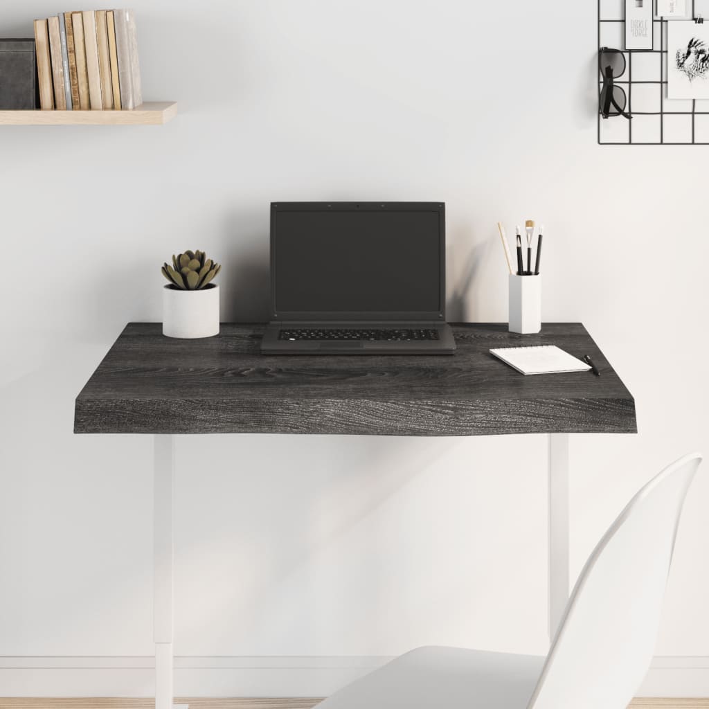 Berkfield Table Top Dark Grey 80x60x6 cm Treated Solid Wood Oak