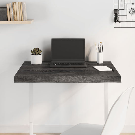 Berkfield Table Top Dark Grey 80x60x6 cm Treated Solid Wood Oak