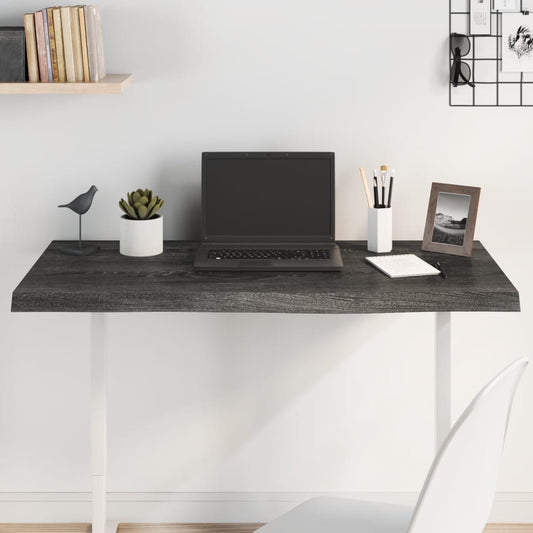 Berkfield Table Top Dark Grey 100x40x4 cm Treated Solid Wood Oak