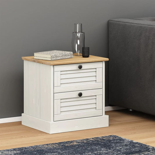 Berkfield Bedside Cabinet VIGO White 42x35x40 cm Solid Wood Pine