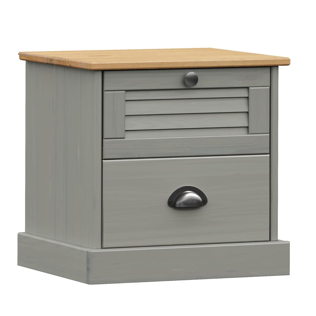 Berkfield Bedside Cabinet VIGO Grey 42x35x40 cm Solid Wood Pine