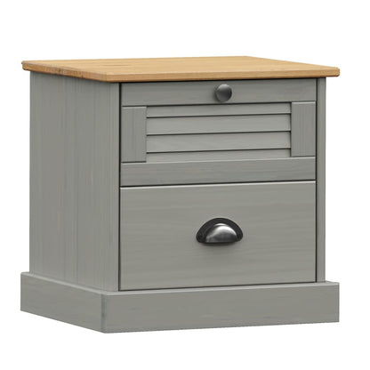 Berkfield Bedside Cabinet VIGO Grey 42x35x40 cm Solid Wood Pine