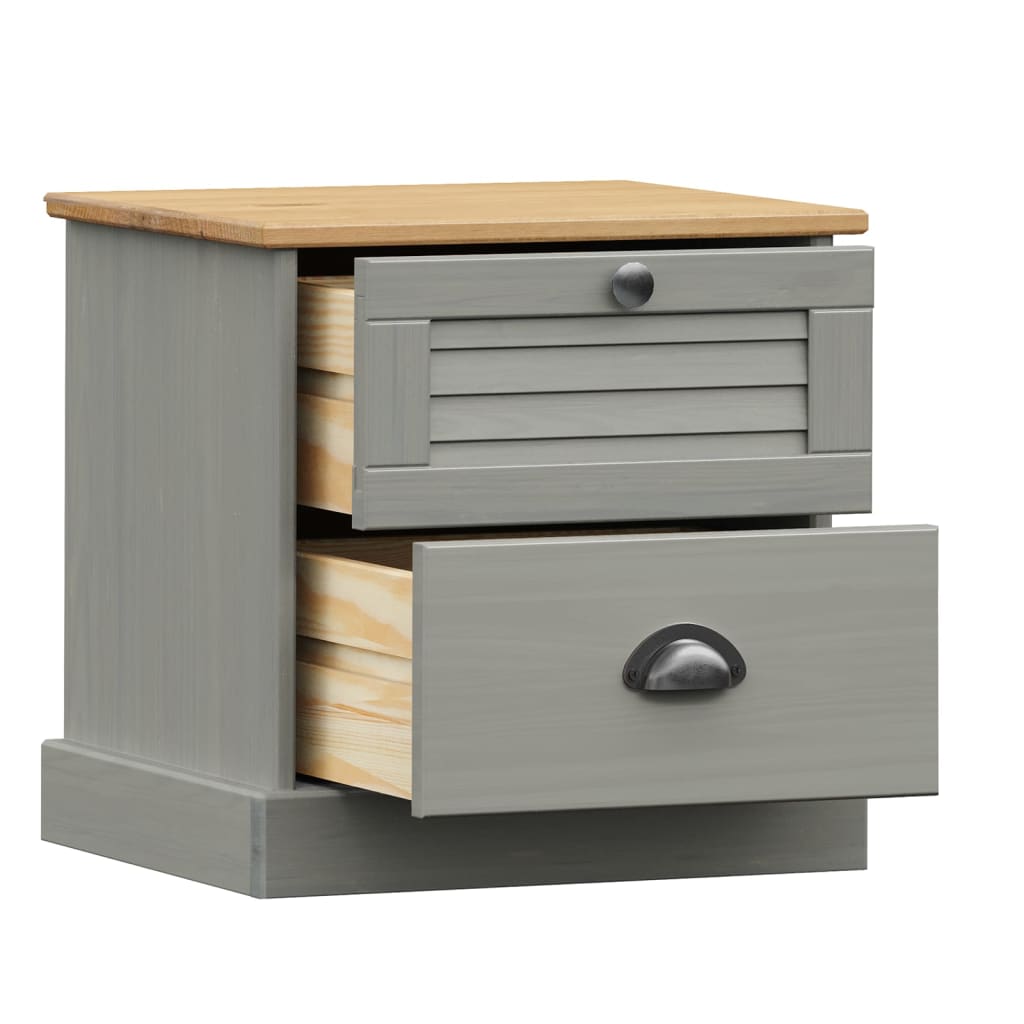 Berkfield Bedside Cabinet VIGO Grey 42x35x40 cm Solid Wood Pine