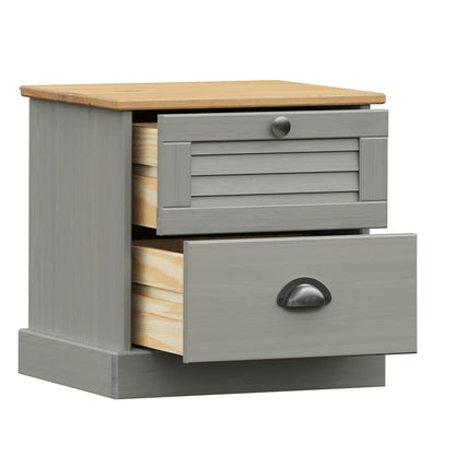 Berkfield Bedside Cabinet VIGO Grey 42x35x40 cm Solid Wood Pine