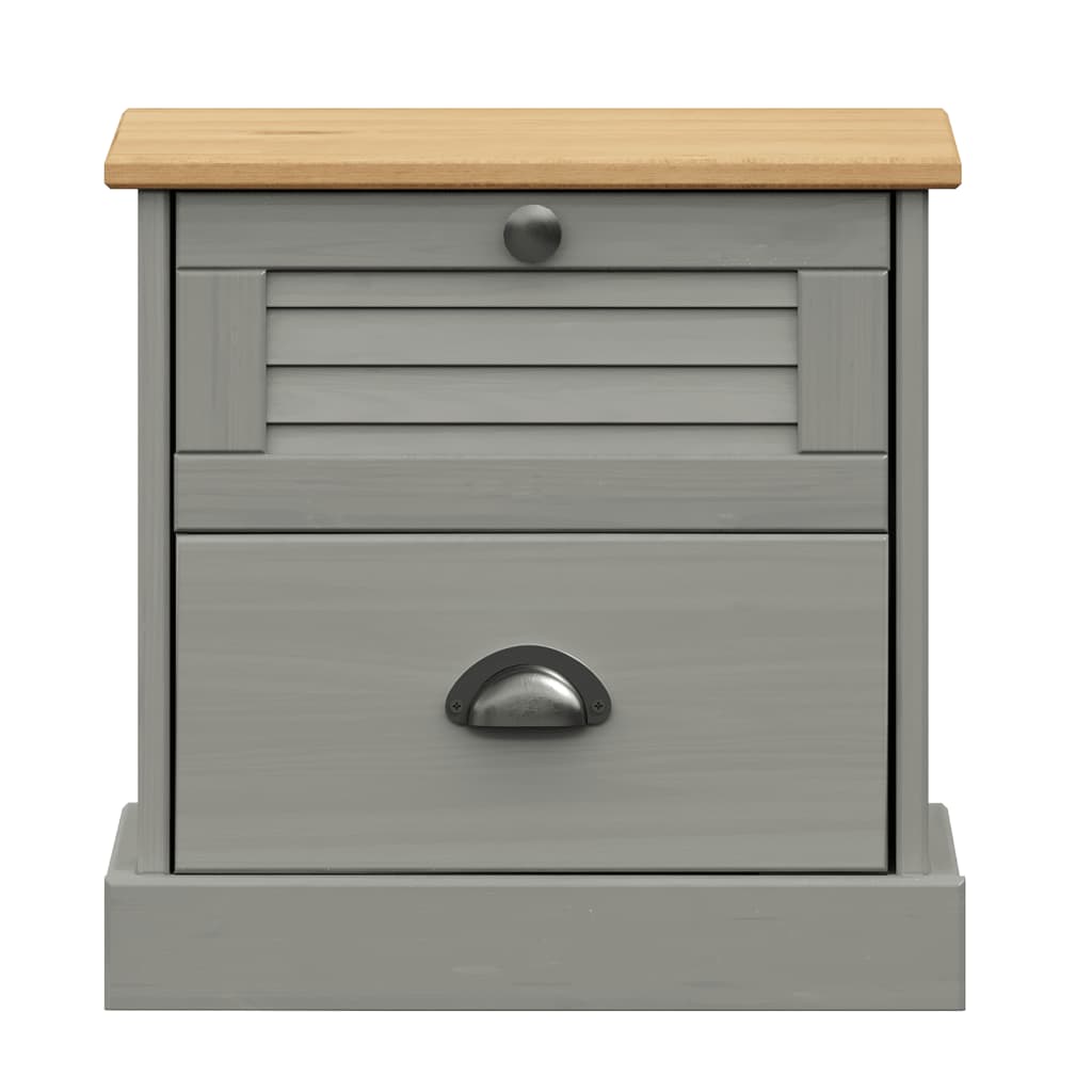 Berkfield Bedside Cabinet VIGO Grey 42x35x40 cm Solid Wood Pine