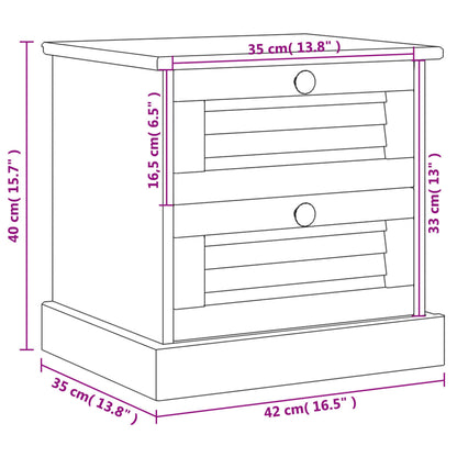 Berkfield Bedside Cabinet VIGO Grey 42x35x40 cm Solid Wood Pine