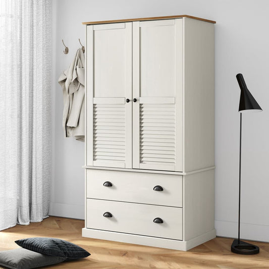 Berkfield Wardrobe VIGO White 90x55x176 cm Solid Wood Pine