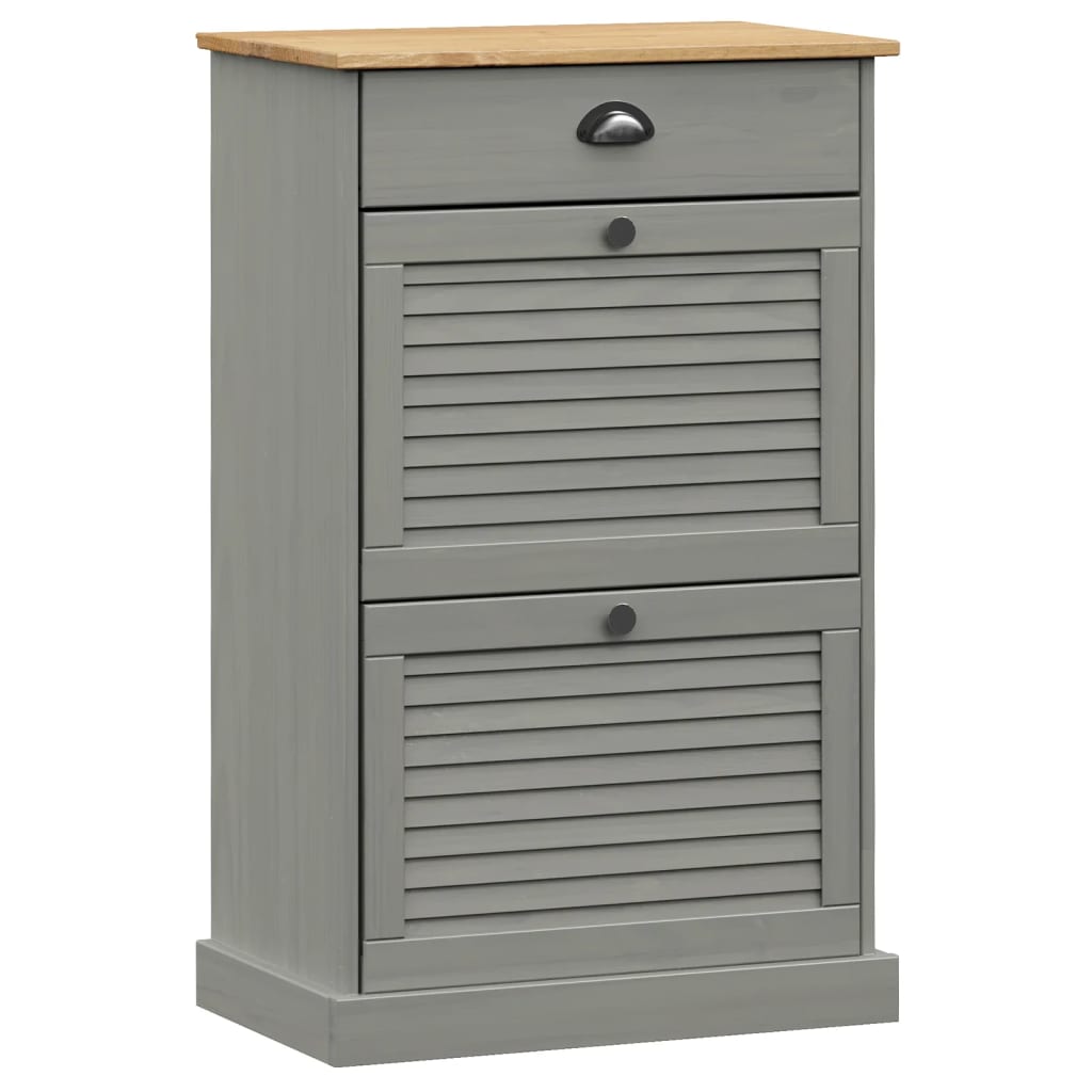 Berkfield Shoe Cabinet VIGO 60x35x96 cm Grey Solid Wood Pine