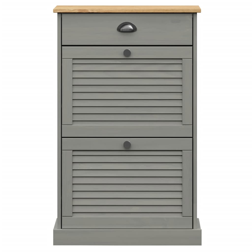 Berkfield Shoe Cabinet VIGO 60x35x96 cm Grey Solid Wood Pine