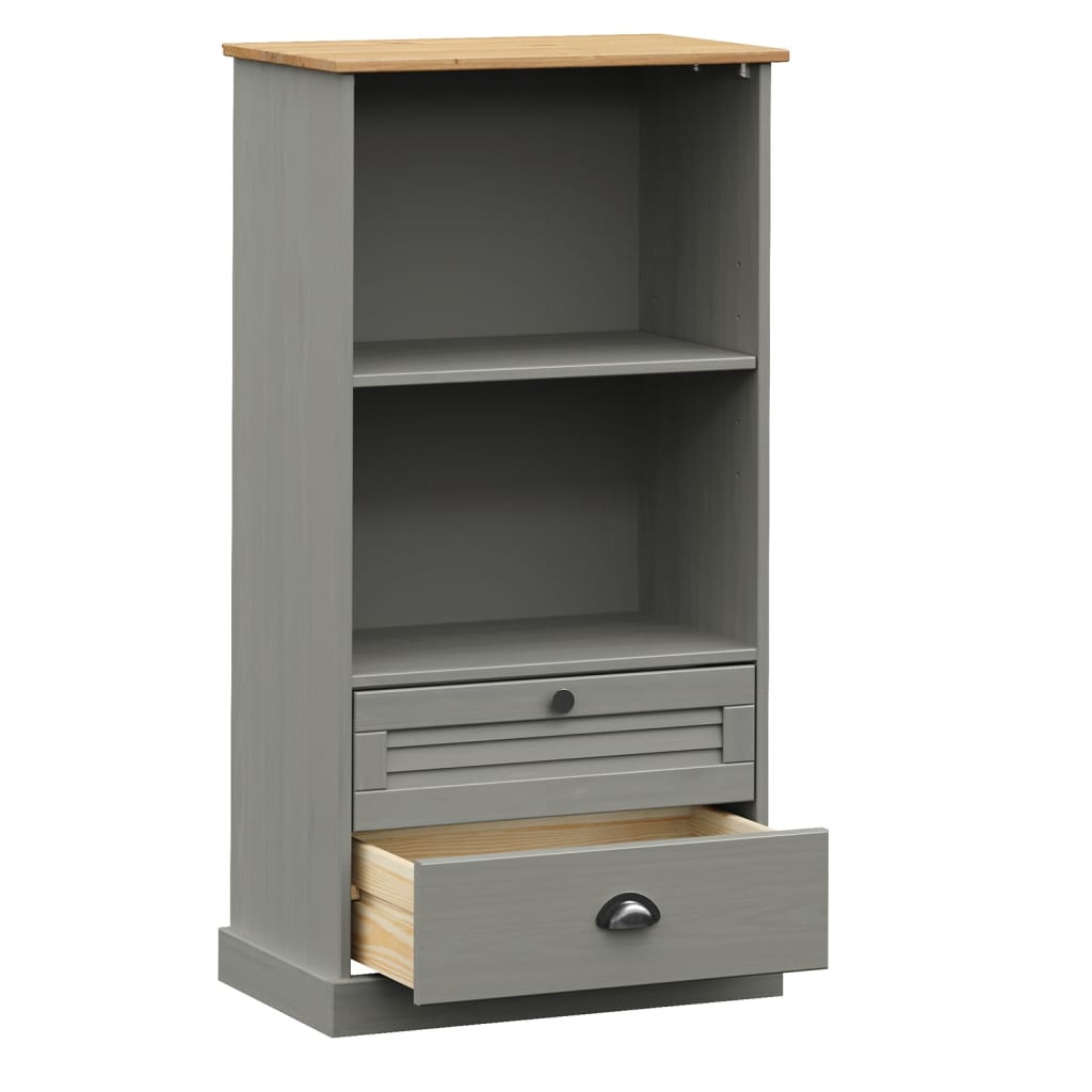 Berkfield Bookcase VIGO Grey 60x35x114.5 cm Solid Wood Pine