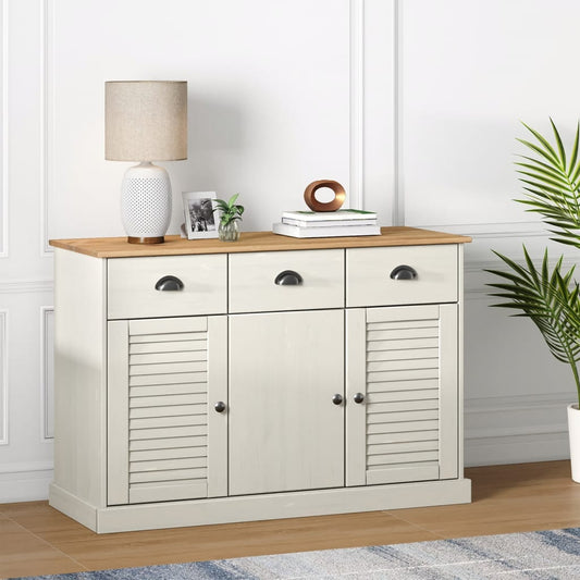 Berkfield Sideboard with Drawers VIGO 113x40x75 cm White Solid Wood Pine