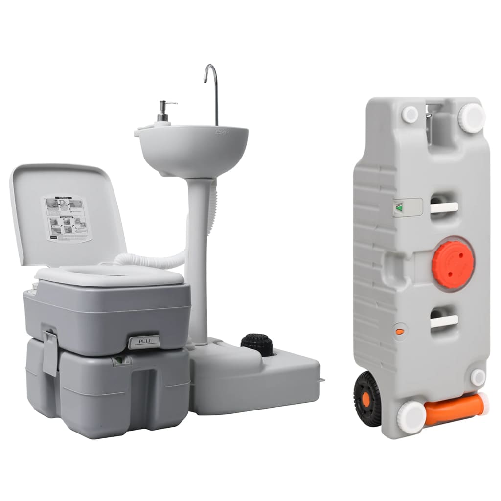 Berkfield Portable Camping Toilet and Handwash Stand Set with Water Tank