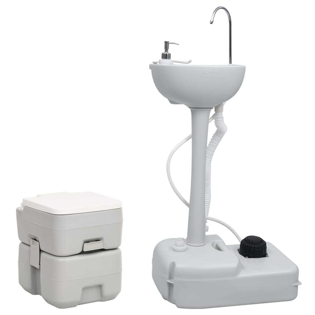Berkfield Portable Camping Toilet and Handwash Stand Set