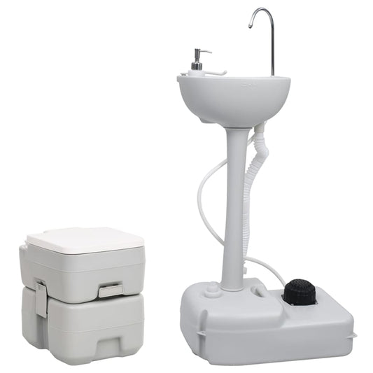 Berkfield Portable Camping Toilet and Handwash Stand Set