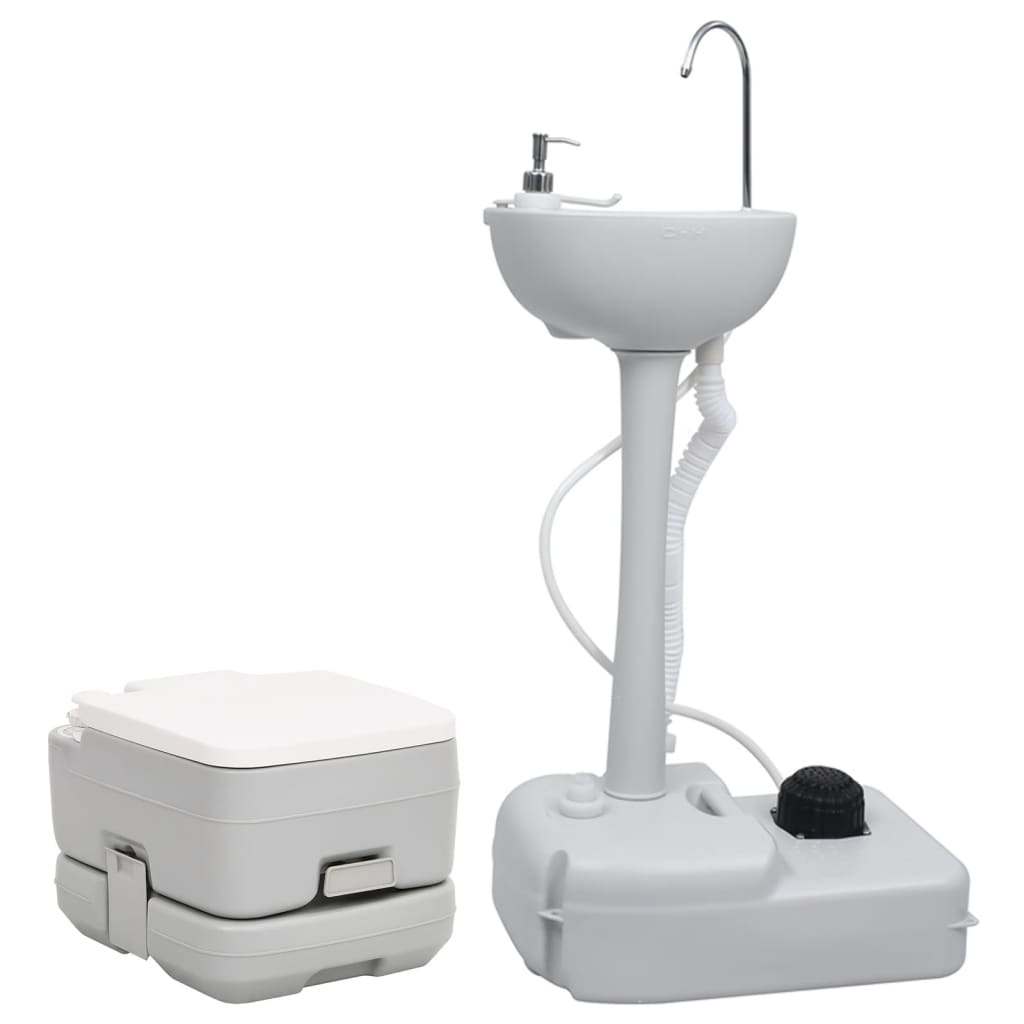 Berkfield Portable Camping Toilet and Handwash Stand Set