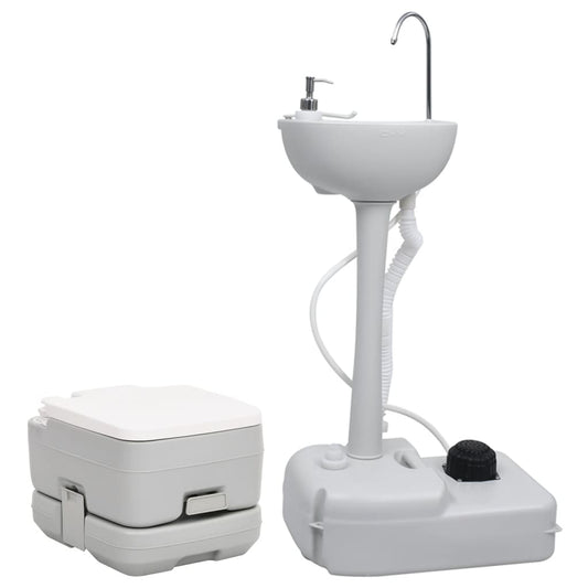 Berkfield Portable Camping Toilet and Handwash Stand Set