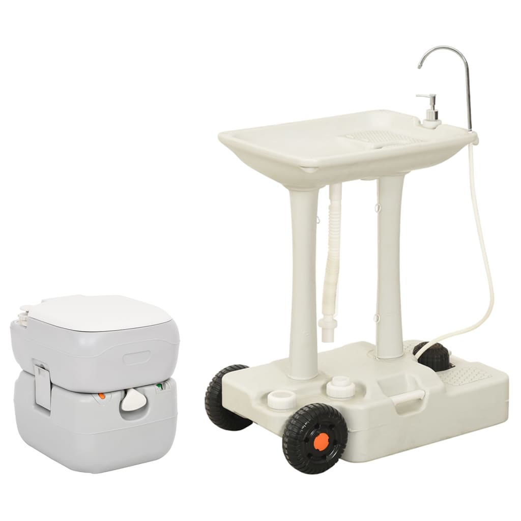 Berkfield Portable Camping Toilet and Handwash Stand Set