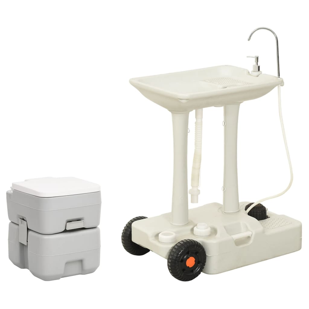 Berkfield Portable Camping Toilet and Handwash Stand Set