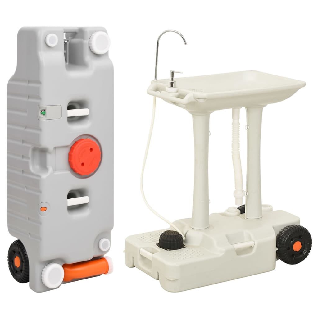 Berkfield Camping Hand Wash Stand with Wheeled Water Tank Grey