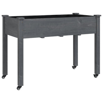 Berkfield Wheeled Planter with Liner Grey 118x59x80 cm Solid Wood Fir