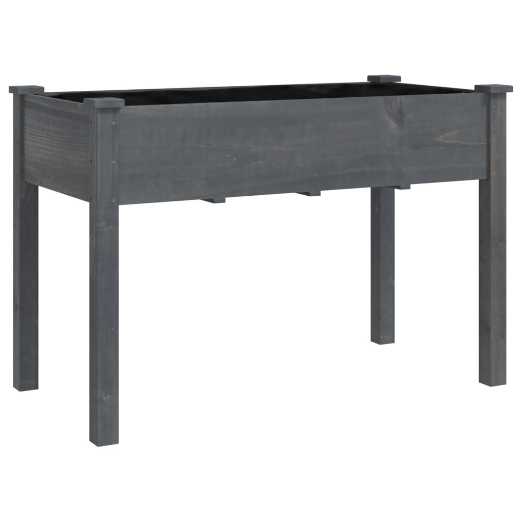 Berkfield Wheeled Planter with Liner Grey 118x59x80 cm Solid Wood Fir