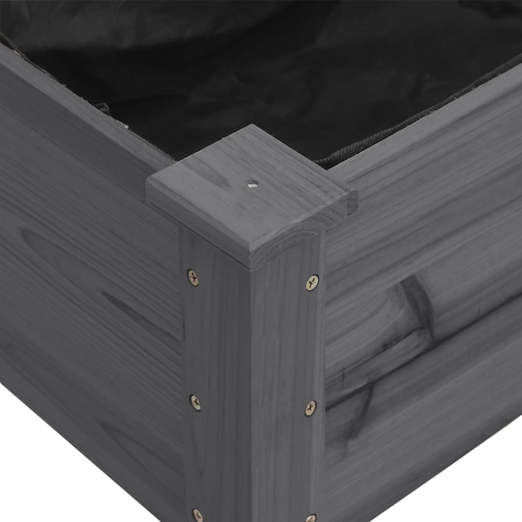 Berkfield Wheeled Planter with Liner Grey 118x59x80 cm Solid Wood Fir