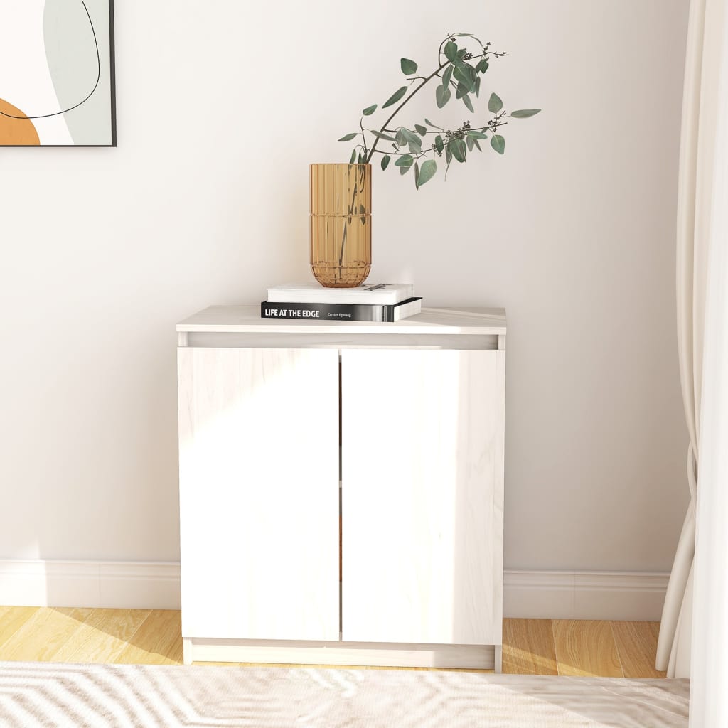 Berkfield Side Cabinet White 60x36x65 cm Solid Wood Pine
