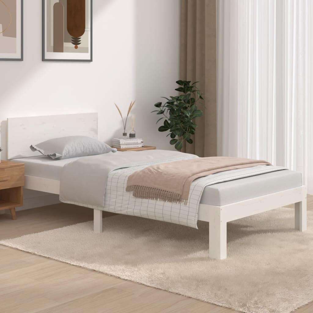 Berkfield Bed Frame White 90x190 cm Solid Wood Pine