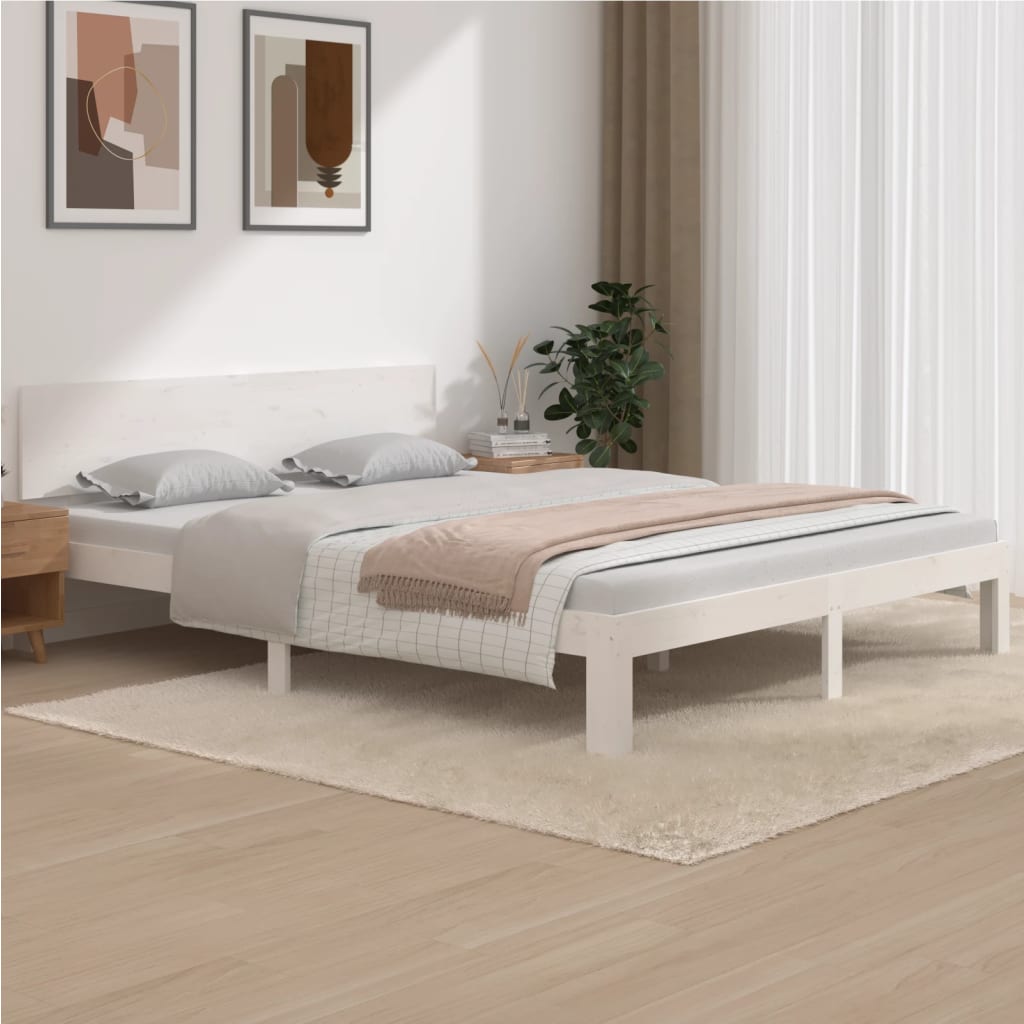 Berkfield Bed Frame White 160x200 cm Solid Wood Pine
