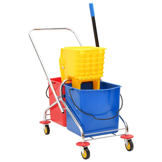 Berkfield Cleaning Trolley with Buckets and Wringer PP&Chromed Steel