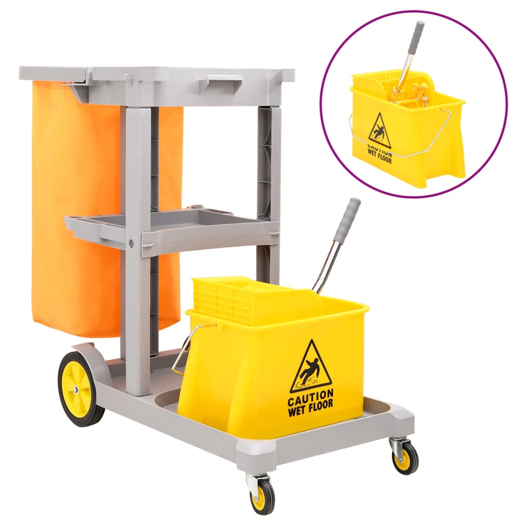 Berkfield Cleaning Trolley with Mop Bucket Polypropylene