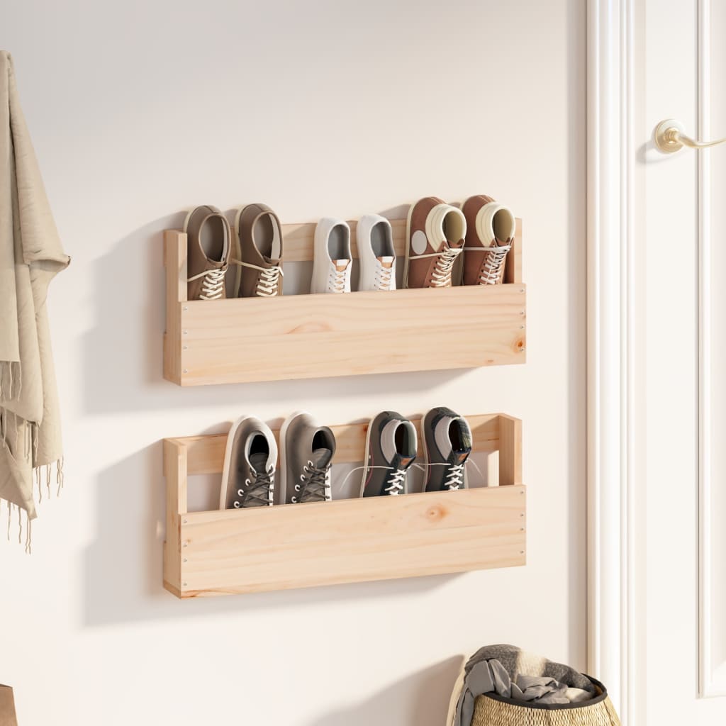 Berkfield Wall-mounted Shoe Racks 2 pcs 59x9x23 cm Solid Wood Pine