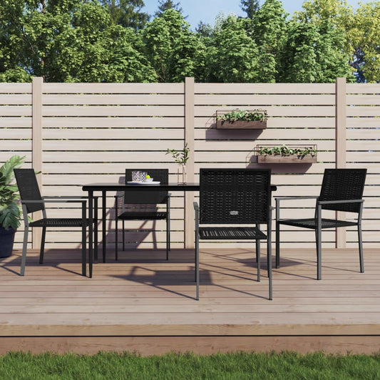 Berkfield 5 Piece Garden Dining Set Poly Rattan and Steel