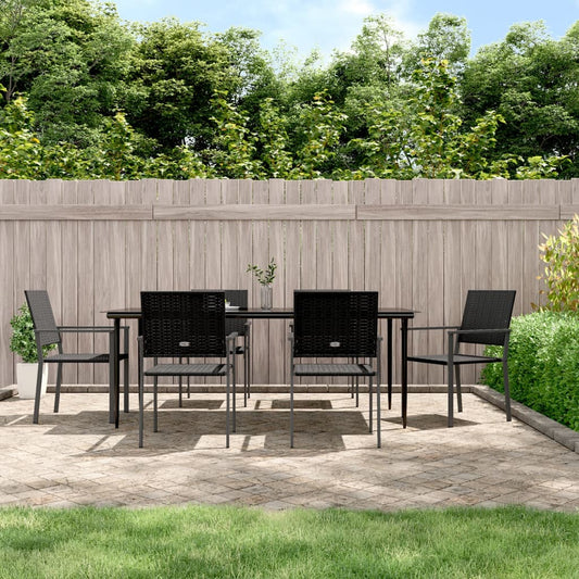 Berkfield 7 Piece Garden Dining Set Poly Rattan and Steel