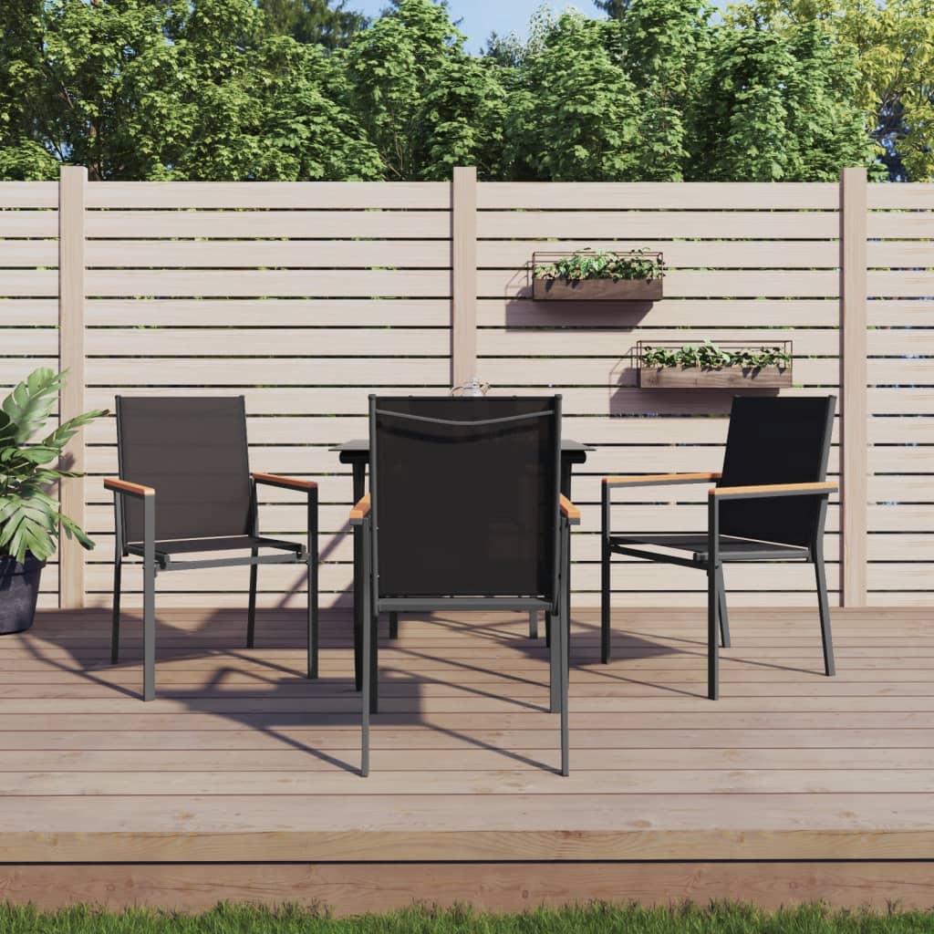 Berkfield 5 Piece Garden Dining Set Black Textilene and Steel