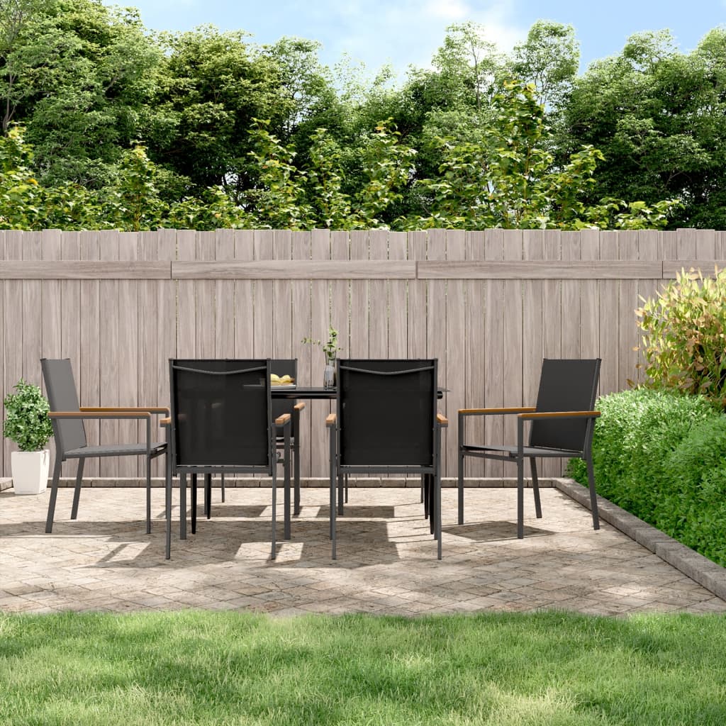 Berkfield 7 Piece Garden Dining Set Black Textilene and Steel