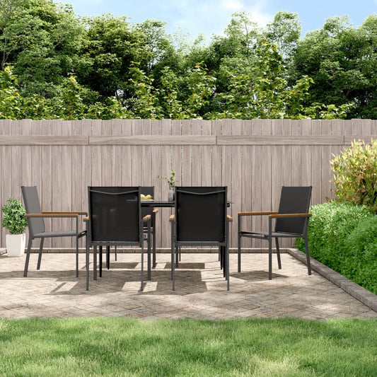 Berkfield 7 Piece Garden Dining Set Black Textilene and Steel