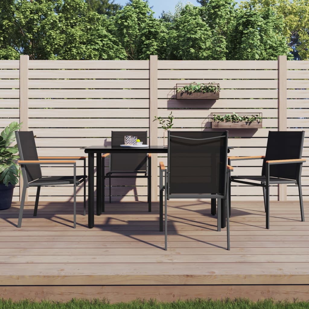 Berkfield 5 Piece Garden Dining Set Black Textilene and Steel