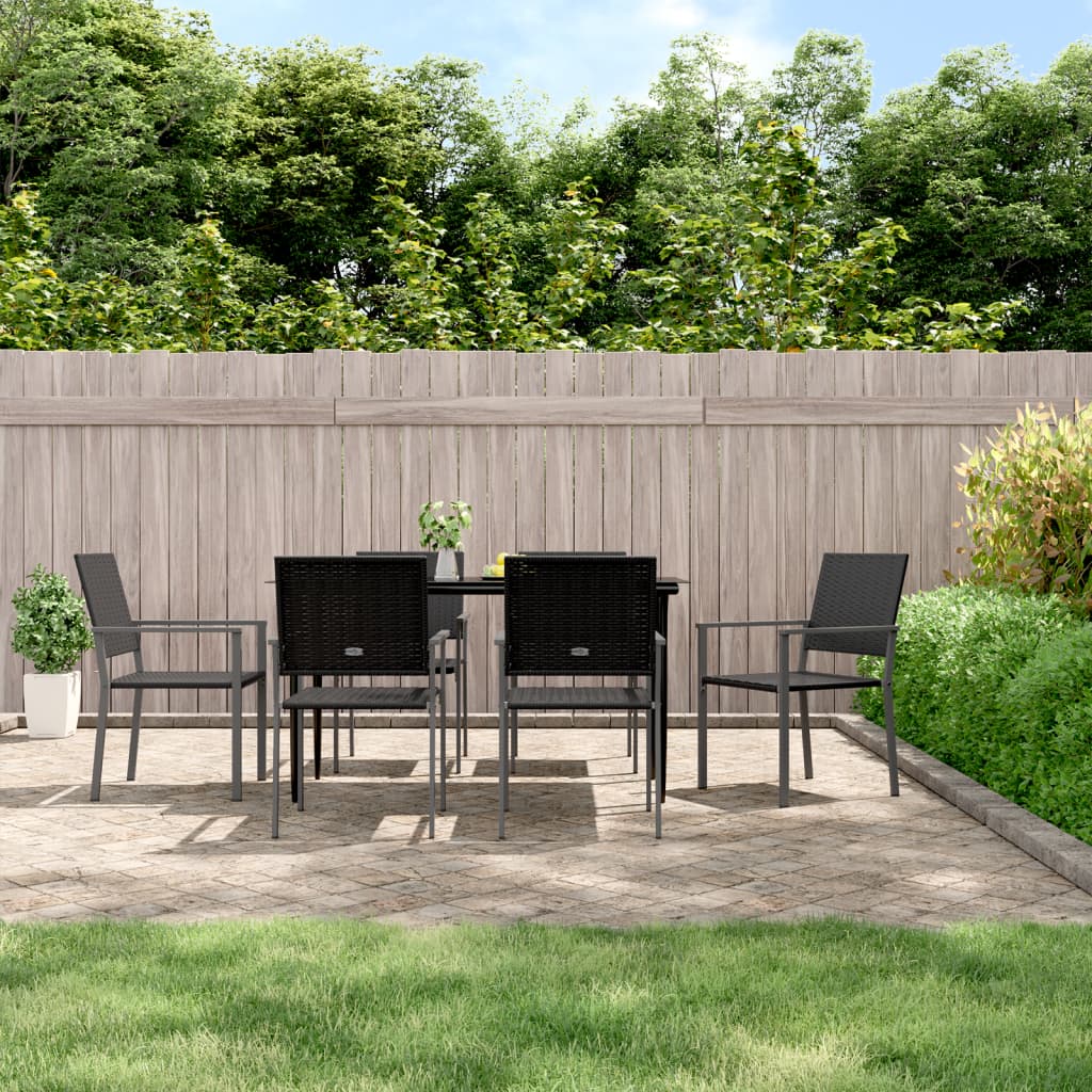 Berkfield Garden Chairs 6 pcs Black 54x62.5x89 cm Poly Rattan